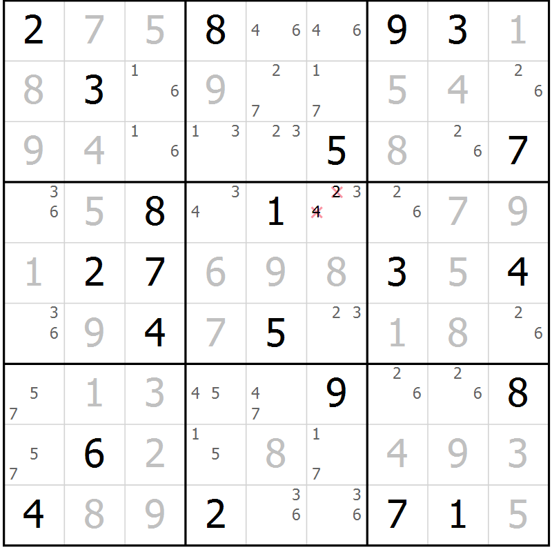 Position des candidats pour la solution de la Gr 15 page 18 du magazine de sudoku Suprême n° 033