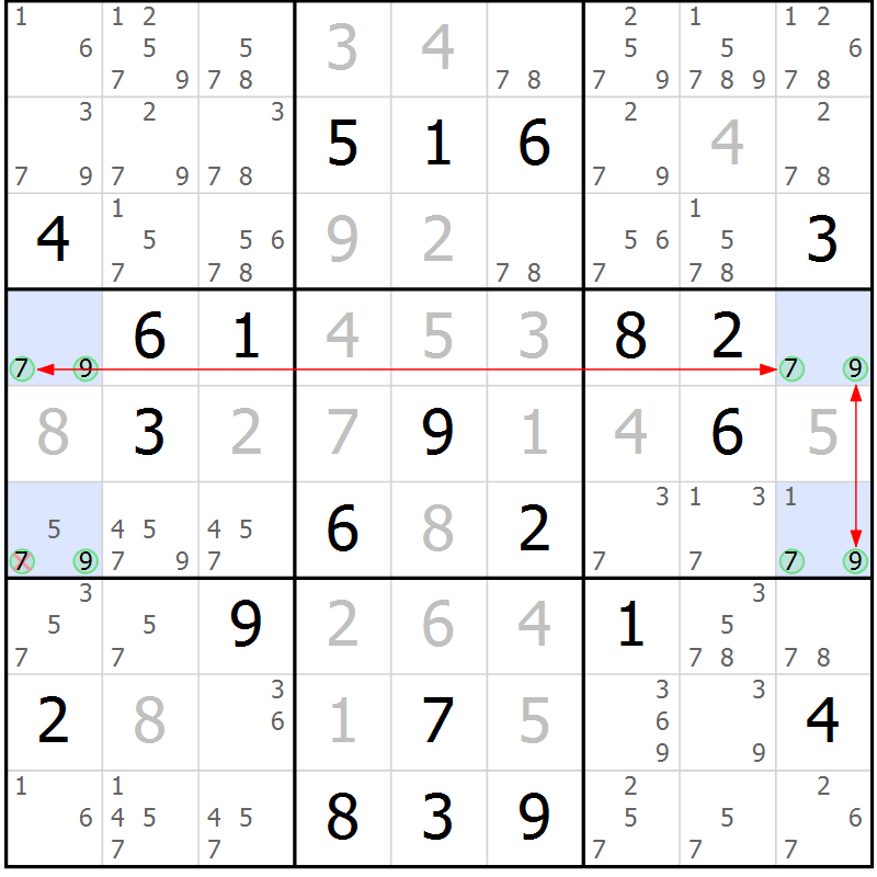 Position des candidats pour la solution de la Gr 20 page 23 du magazine de sudoku Suprême n° 033