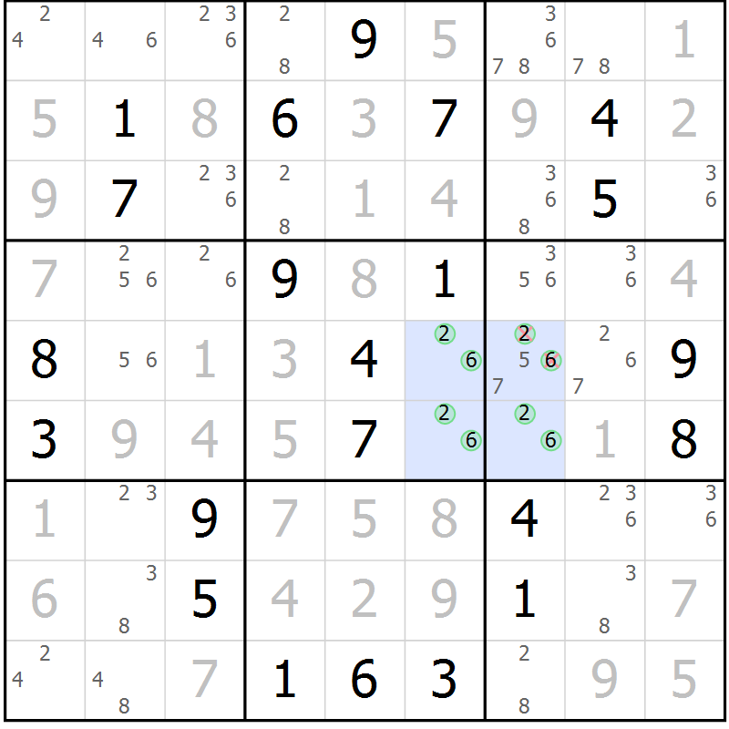 Position des candidats pour la solution de la Gr 26 page 29 du magazine de sudoku Suprême n° 033