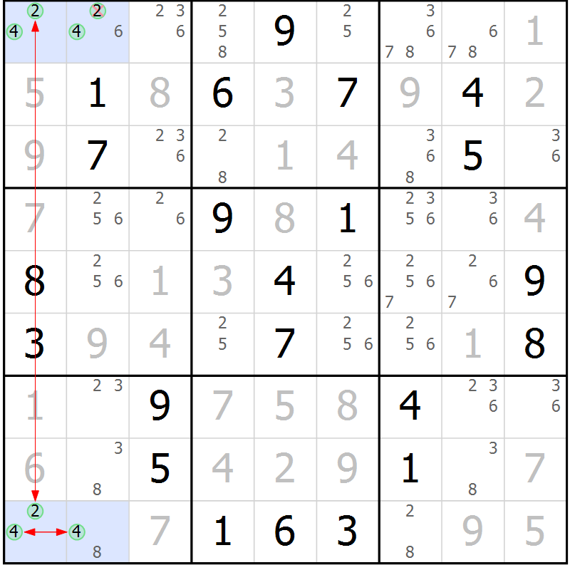 Position des candidats pour la solution de la Gr 26 page 29 du magazine de sudoku Suprême n° 033