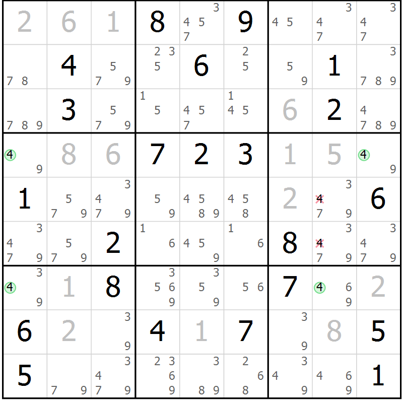 Position des candidats pour la solution de la Gr 27 page 30 du magazine de sudoku Suprême n° 033