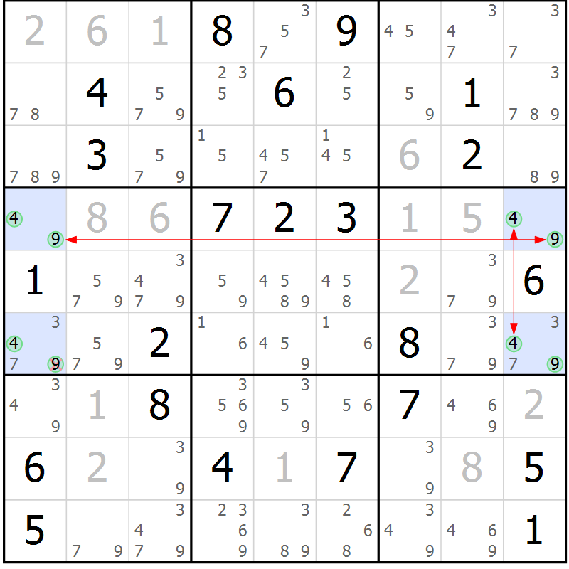 Position des candidats pour la solution de la Gr 27 page 30 du magazine de sudoku Suprême n° 033