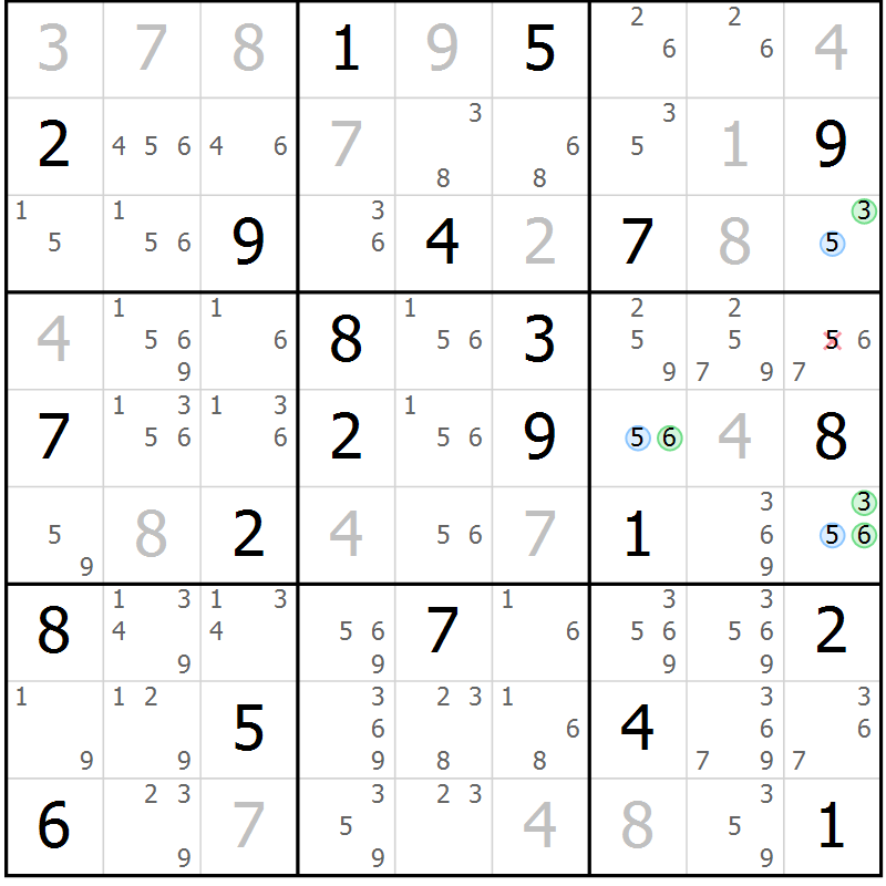Position des candidats pour la solution de la Gr 31 page 34 du magazine de sudoku Suprême n° 033