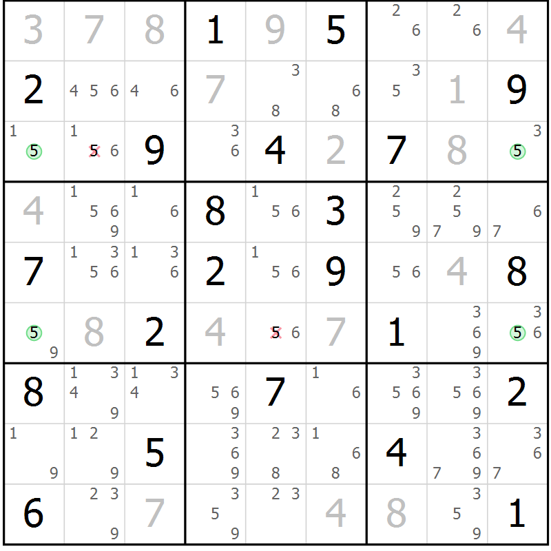 Position des candidats pour la solution de la Gr 31 page 34 du magazine de sudoku Suprême n° 033