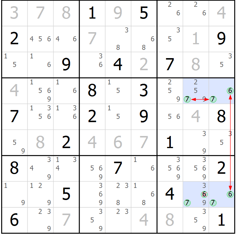 Position des candidats pour la solution de la Gr 31 page 34 du magazine de sudoku Suprême n° 033
