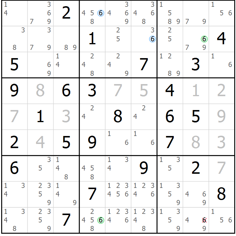 Position des candidats pour la solution de la Gr 32 page 35 du magazine de sudoku Suprême n° 033