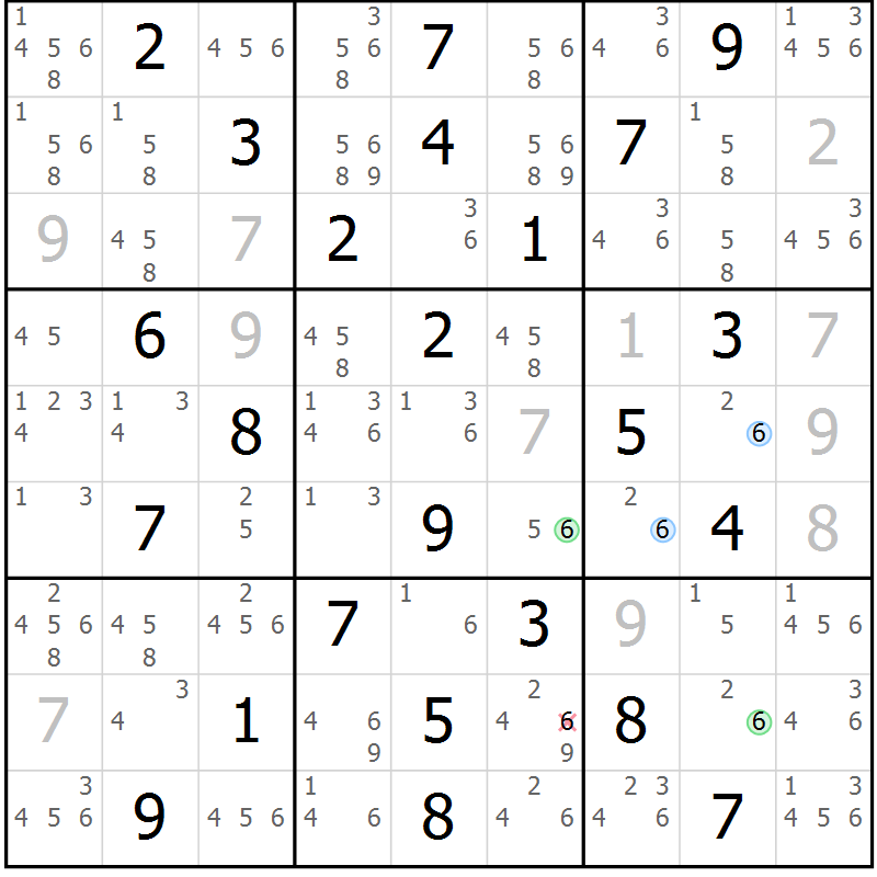 Position des candidats pour la solution de la Gr 34 page 37 du magazine de sudoku Suprême n° 033