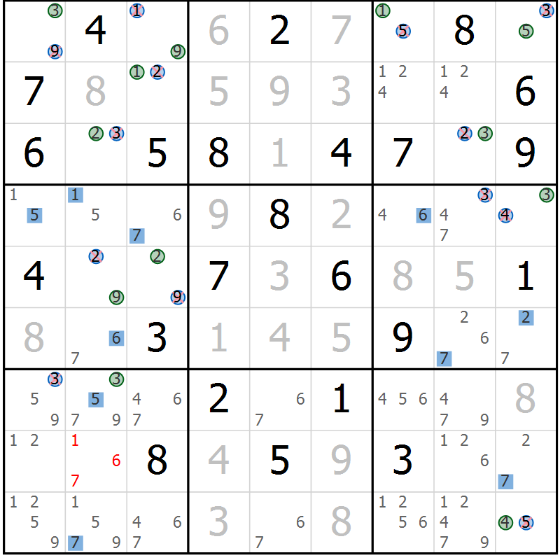 Position des candidats pour la solution de la Gr 35 page 38 du magazine de sudoku Suprême n° 033