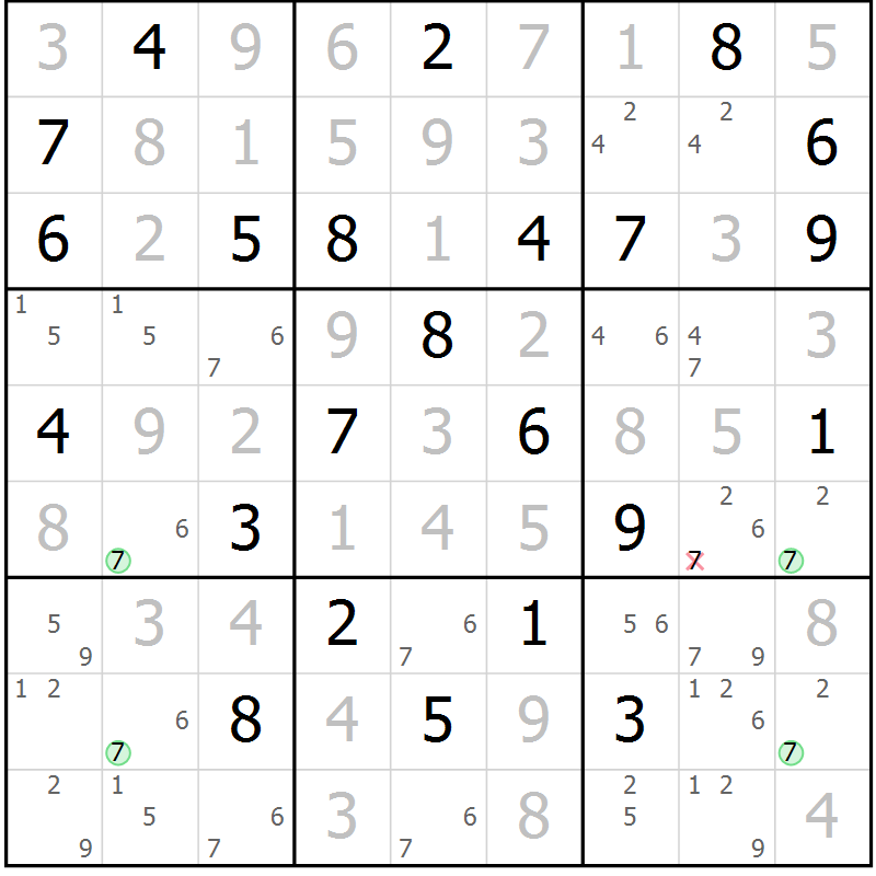 Position des candidats pour la solution de la Gr 35 page 38 du magazine de sudoku Suprême n° 033
