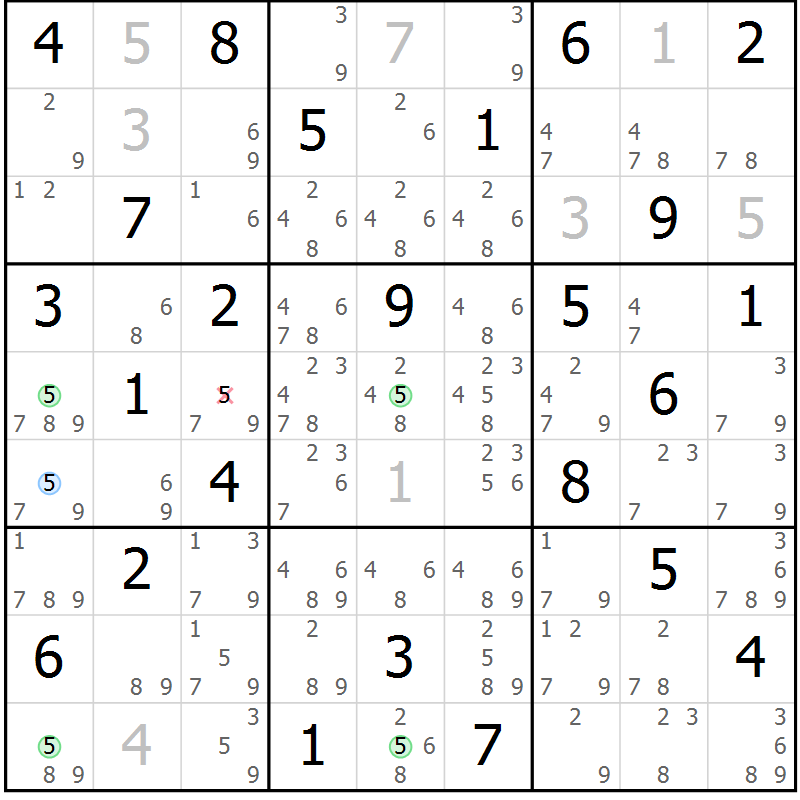 Position des candidats pour la solution de la Gr 37 page 40 du magazine de sudoku Suprême n° 033