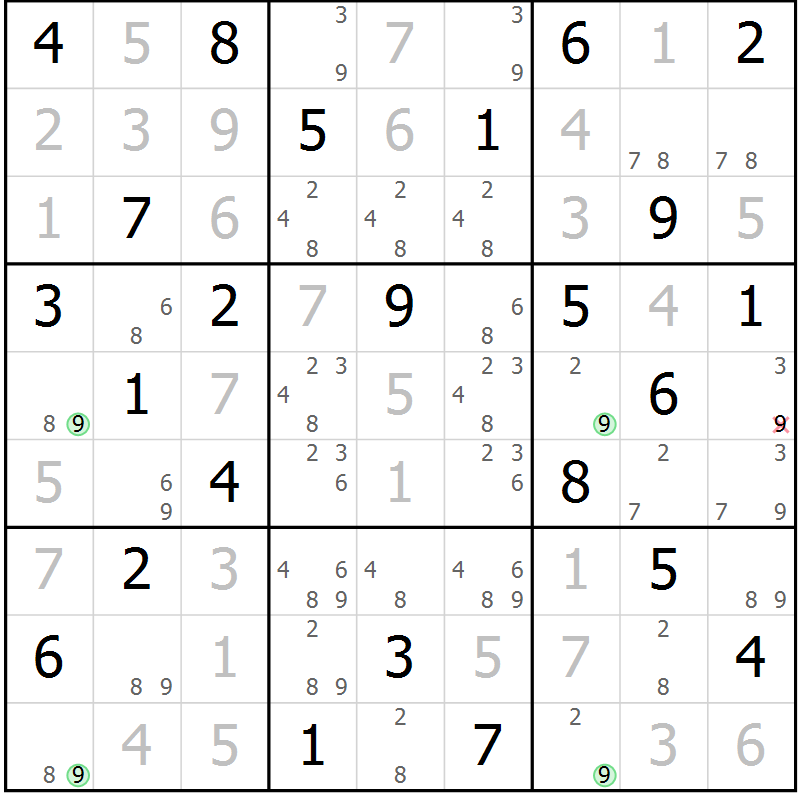 Position des candidats pour la solution de la Gr 37 page 40 du magazine de sudoku Suprême n° 033