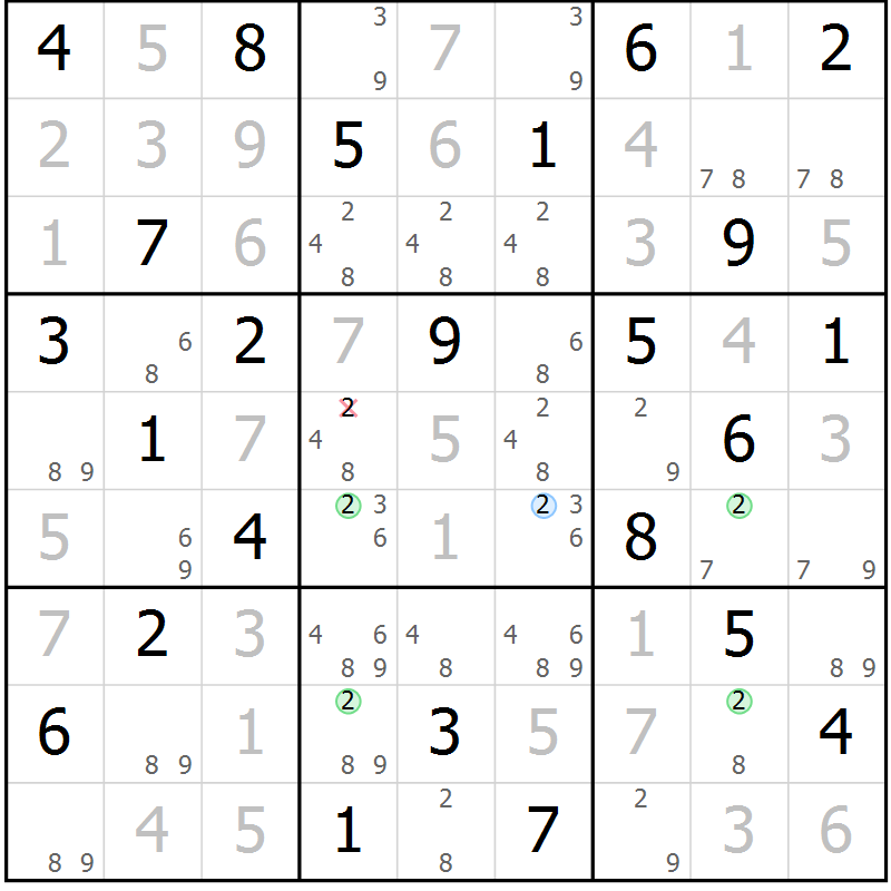 Position des candidats pour la solution de la Gr 37 page 40 du magazine de sudoku Suprême n° 033