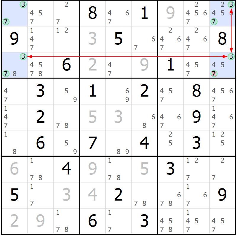 Position des candidats pour la solution de la Gr 39 page 42 du magazine de sudoku Suprême n° 033