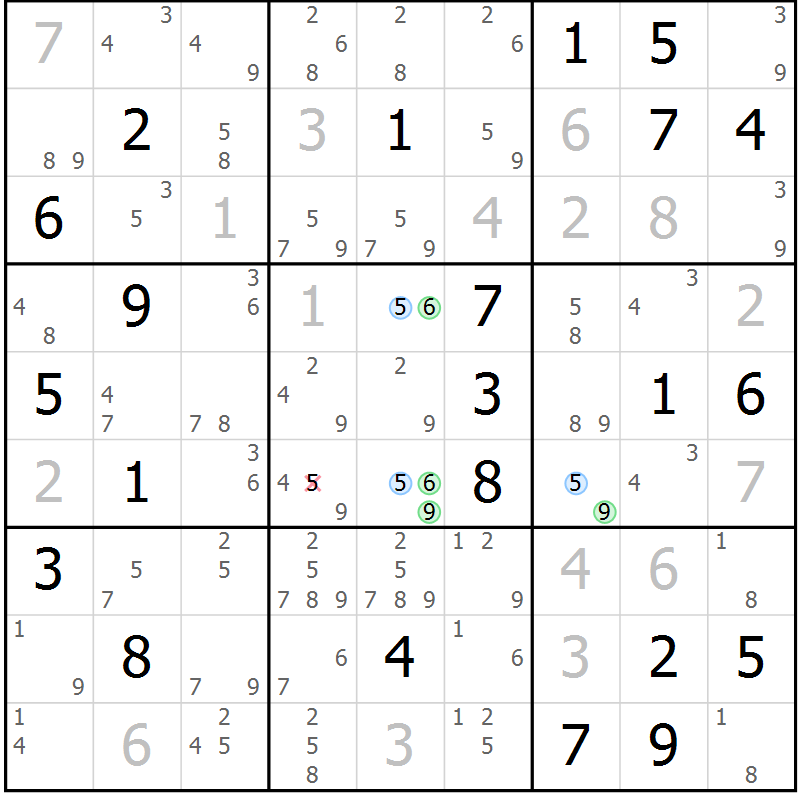 Position des candidats pour la solution de la Gr 4 page 7 du magazine de sudoku Suprême n° 033