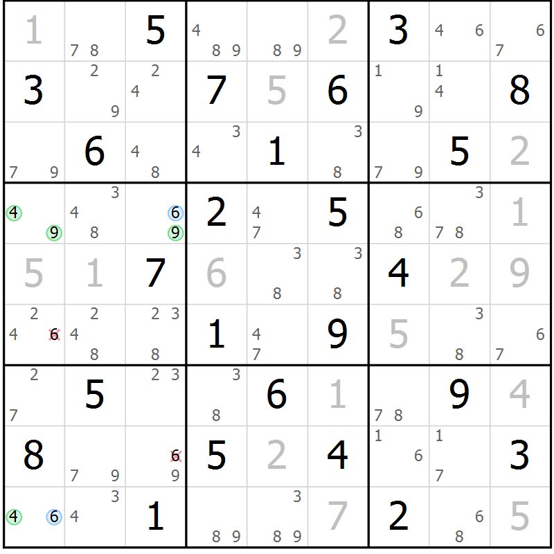 Position des candidats pour la solution de la Gr 44 page 47 du magazine de sudoku Suprême n° 033