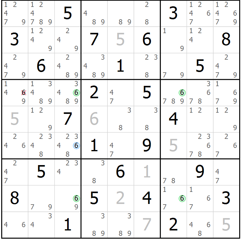 Position des candidats pour la solution de la Gr 44 page 47 du magazine de sudoku Suprême n° 033