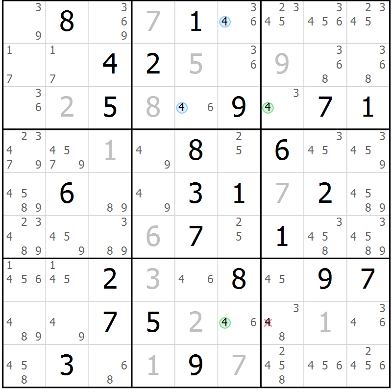 Position des candidats pour la solution de la Gr 47 page 50 du magazine de sudoku Suprême n° 033