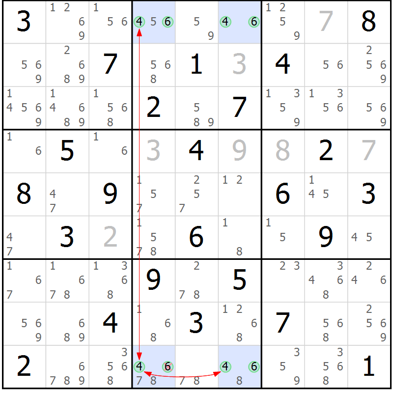 Position des candidats pour la solution de la Gr 60 page 63 du magazine de sudoku Suprême n° 033