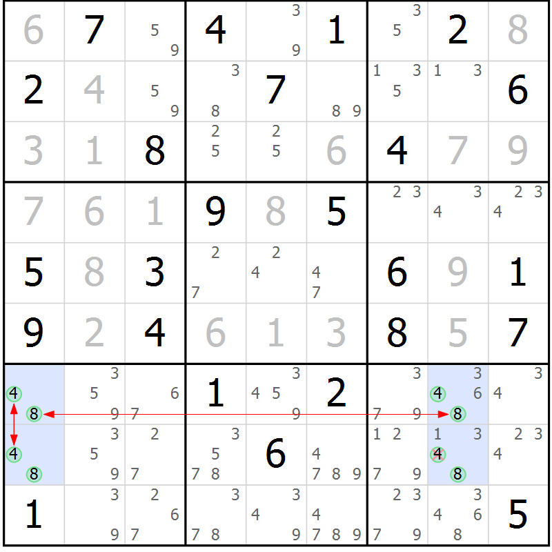 Position des candidats pour la solution de la Gr 63 page 66 du magazine de sudoku Suprême n° 033