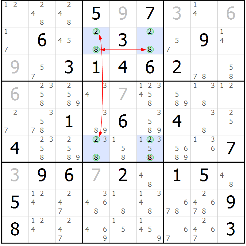 Position des candidats pour la solution de la Gr 64 page 67 du magazine de sudoku Suprême n° 033