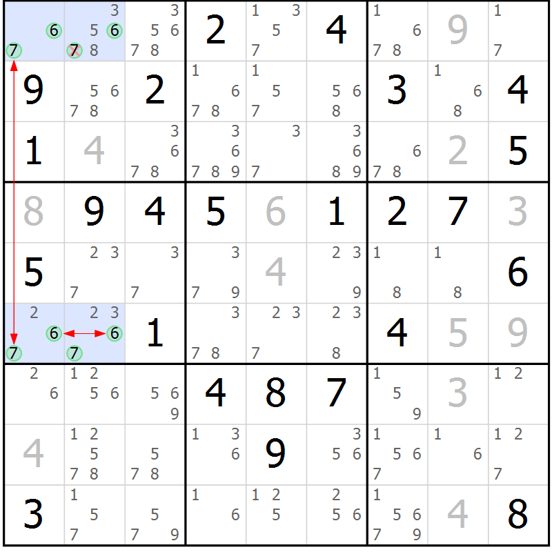 Position des candidats pour la solution de la Gr 69 page 72 du magazine de sudoku Suprême n° 033