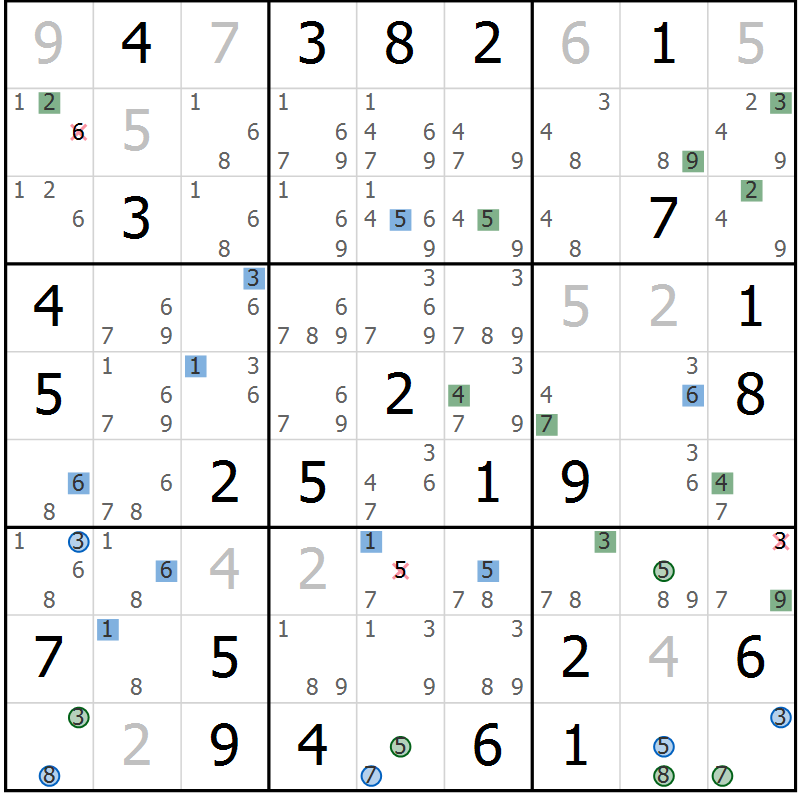 Position des candidats pour la solution de la Gr 71 page 74 du magazine de sudoku Suprême n° 033