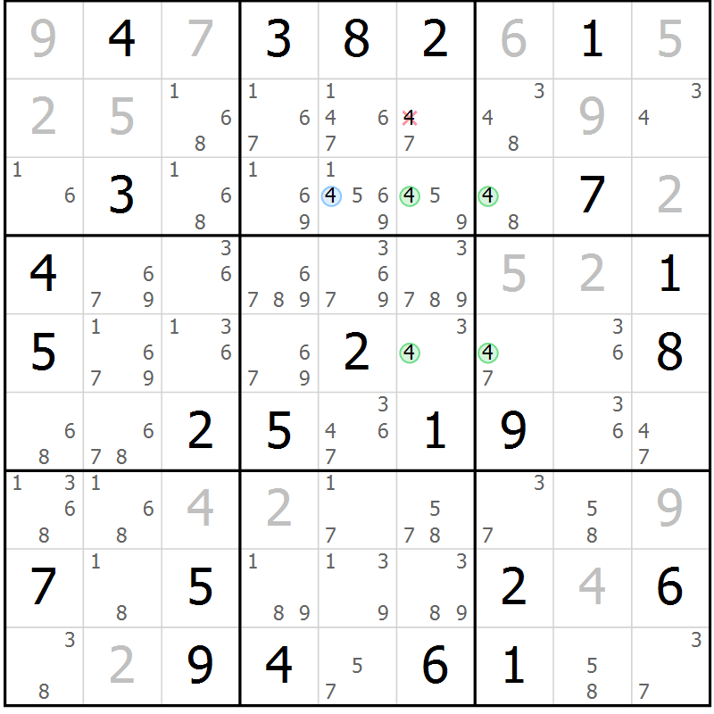 Position des candidats pour la solution de la Gr 71 page 74 du magazine de sudoku Suprême n° 033