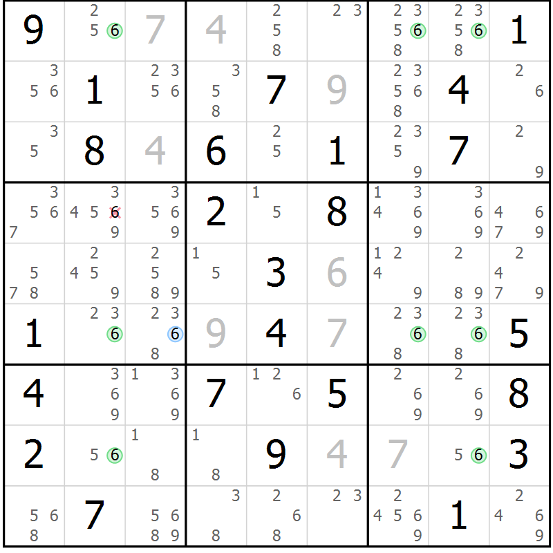 Position des candidats pour la solution de la Gr 73 page 76 du magazine de sudoku Suprême n° 033
