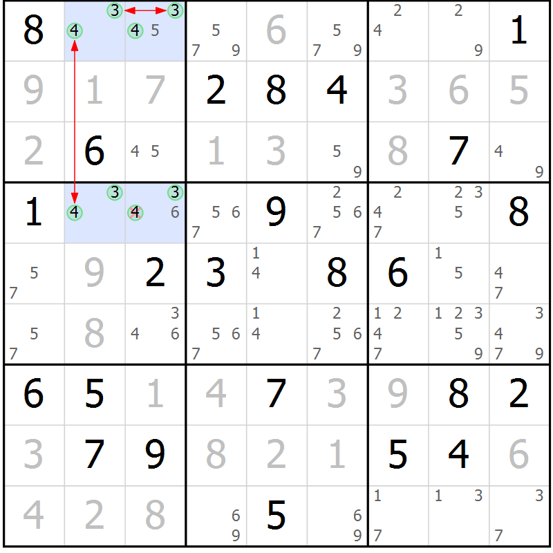 Position des candidats pour la solution de la Gr 74 page 77 du magazine de sudoku Suprême n° 033