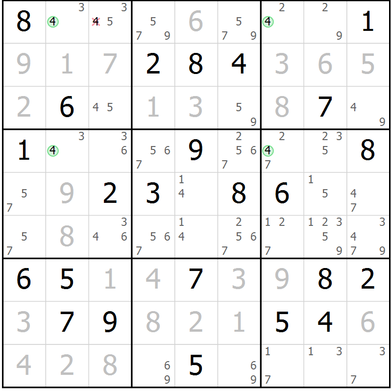 Position des candidats pour la solution de la Gr 74 page 77 du magazine de sudoku Suprême n° 033
