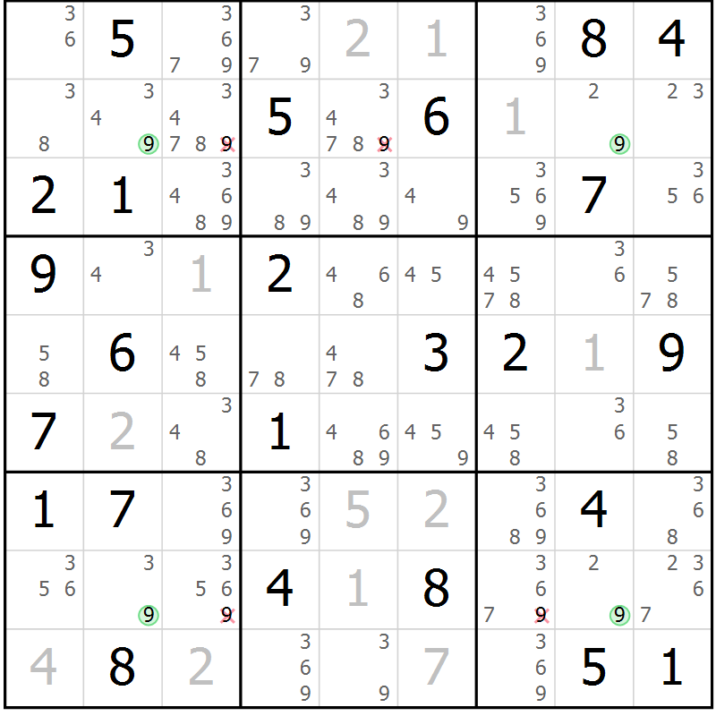 Position des candidats pour la solution de la Gr 78 page 81 du magazine de sudoku Suprême n° 033