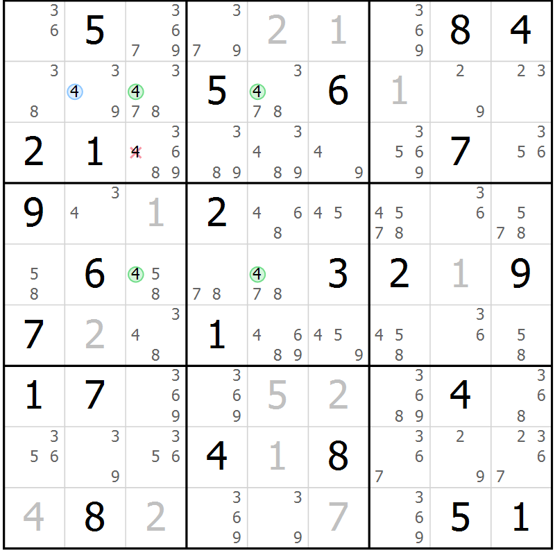 Position des candidats pour la solution de la Gr 78 page 81 du magazine de sudoku Suprême n° 033