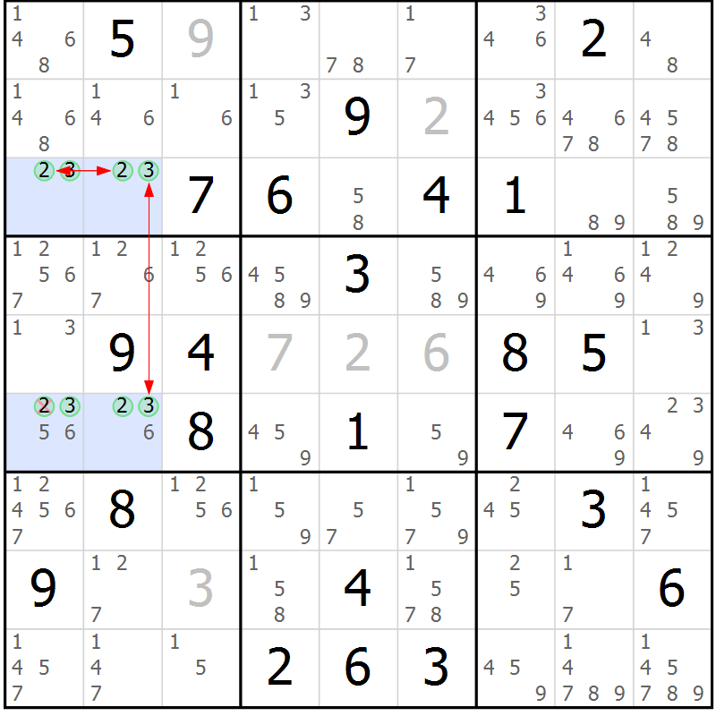 Position des candidats pour la solution de la Gr 79 page 82 du magazine de sudoku Suprême n° 033