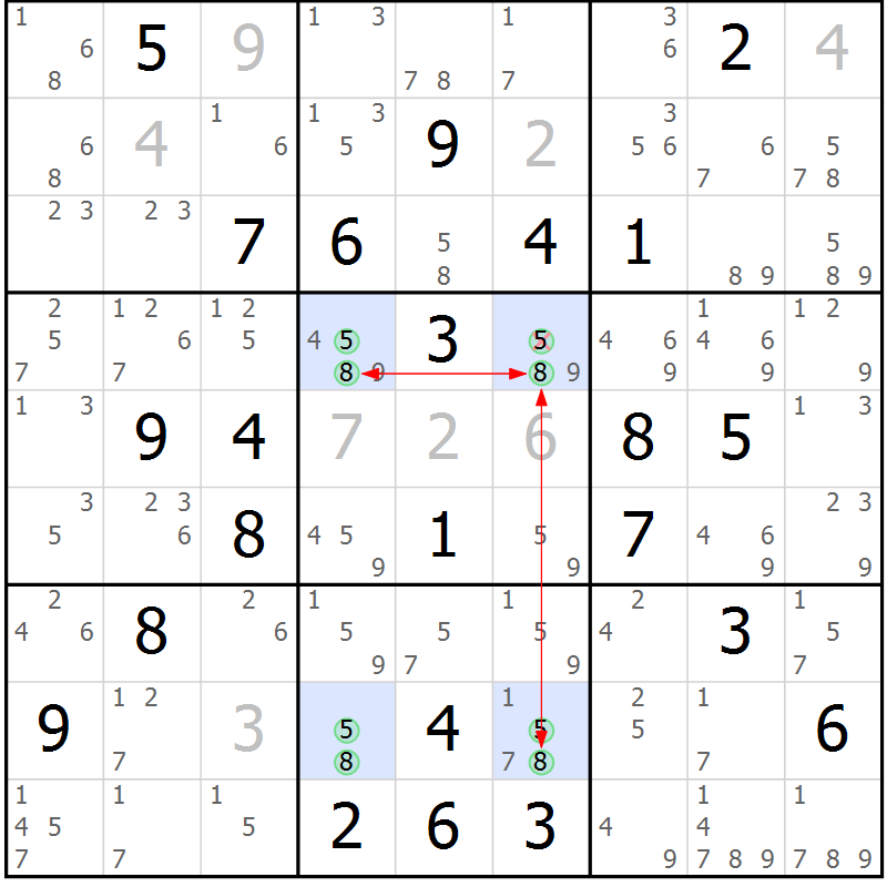 Position des candidats pour la solution de la Gr 79 page 82 du magazine de sudoku Suprême n° 033