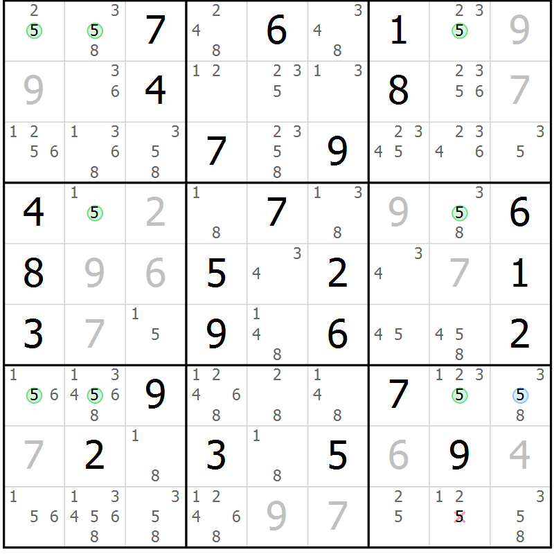 Position des candidats pour la solution de la Gr 82 page 85 du magazine de sudoku Suprême n° 033