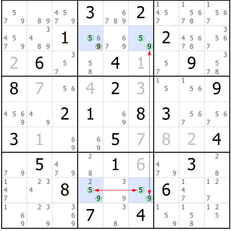 Position des candidats pour la solution de la Gr 83 page 86 du magazine de sudoku Suprême n° 033
