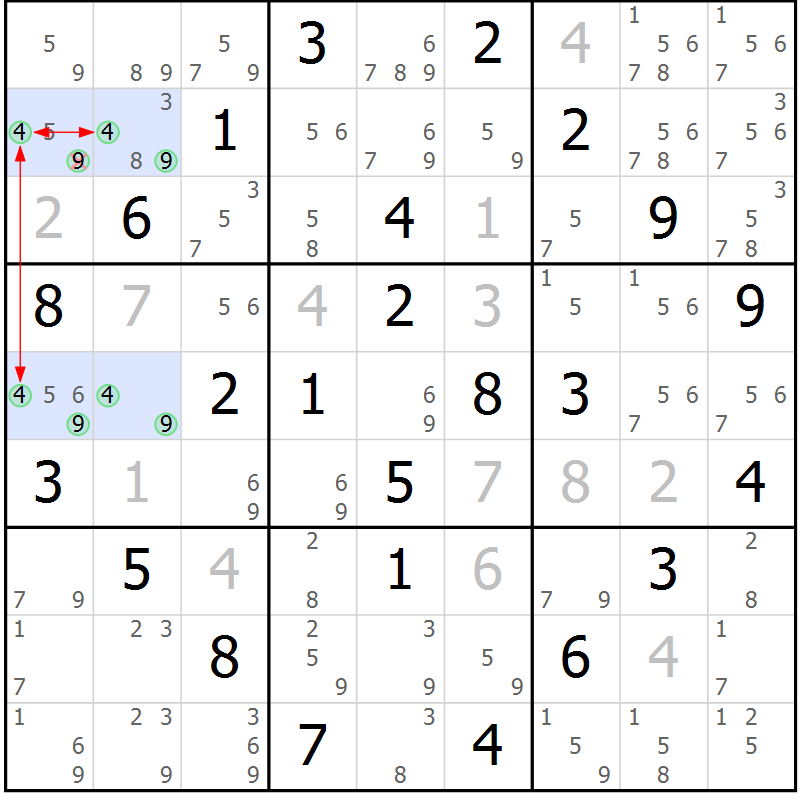 Position des candidats pour la solution de la Gr 83 page 86 du magazine de sudoku Suprême n° 033