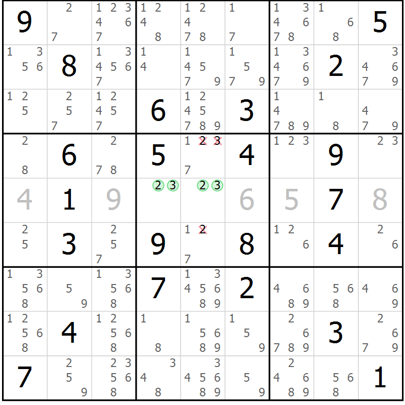 Position des candidats pour la solution de la Gr 1 page 4 du magazine de sudoku Suprême n° 034
