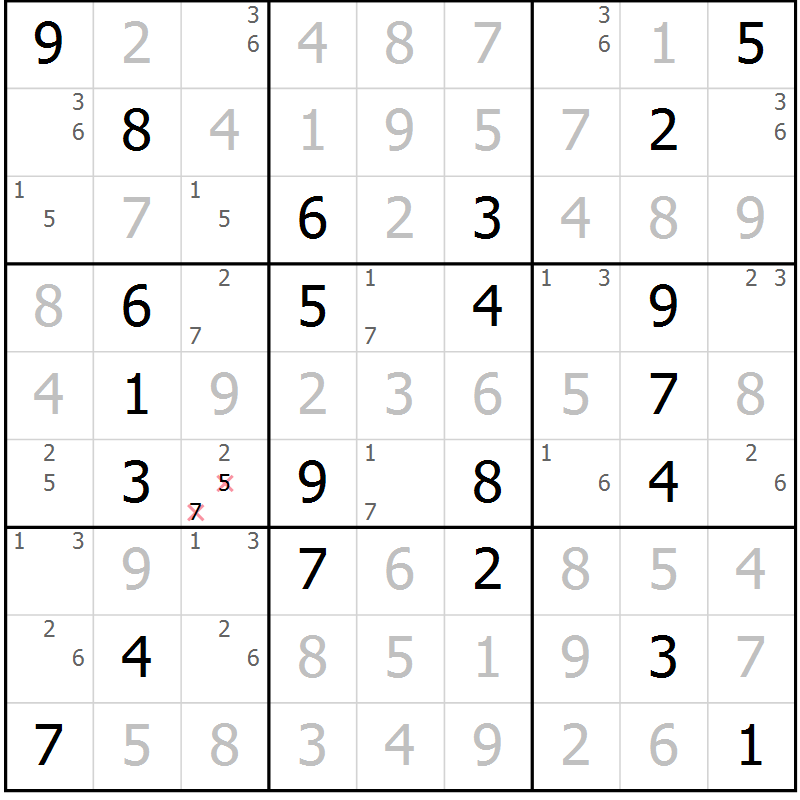 Position des candidats pour la solution de la Gr 1 page 4 du magazine de sudoku Suprême n° 034