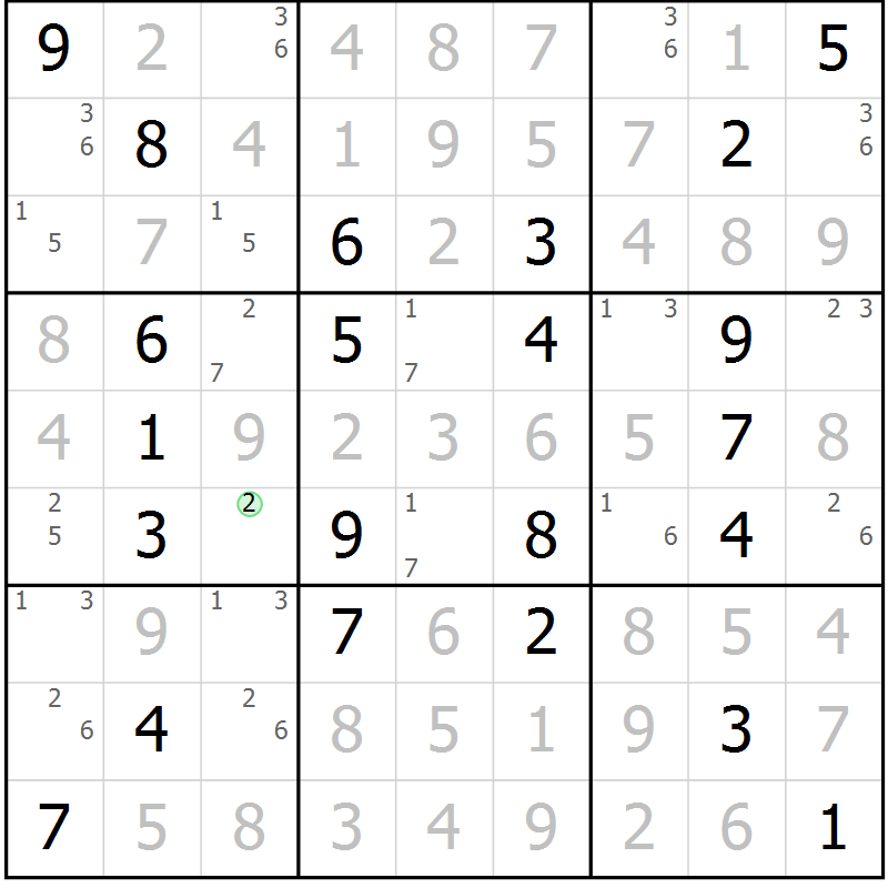 Position des candidats pour la solution de la Gr 1 page 4 du magazine de sudoku Suprême n° 034