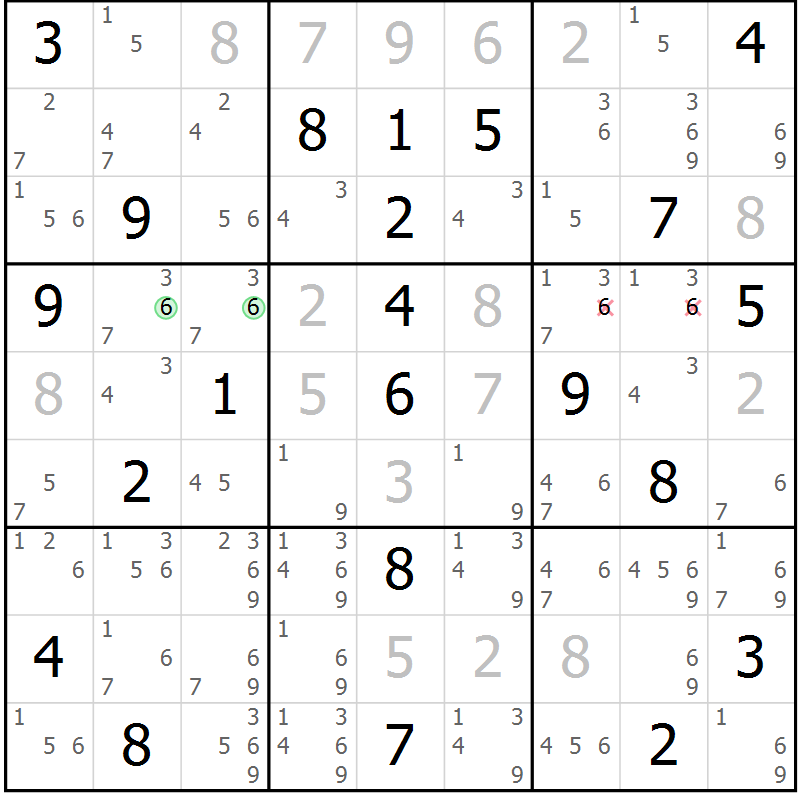 Position des candidats pour la solution de la Gr 10 page 13 du magazine de sudoku Suprême n° 034