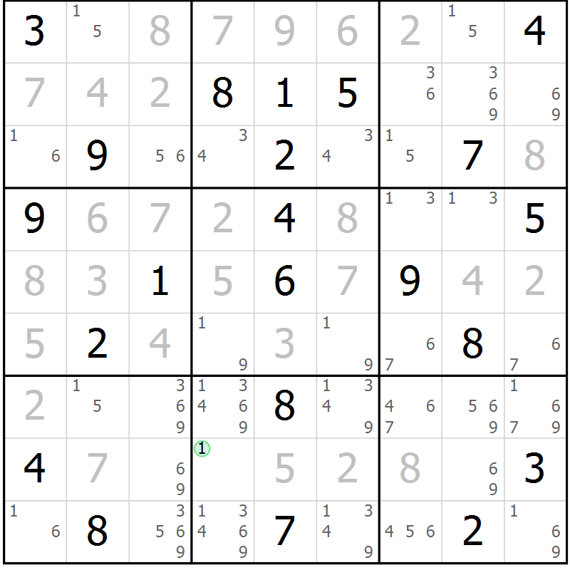 Position des candidats pour la solution de la Gr 10 page 13 du magazine de sudoku Suprême n° 034