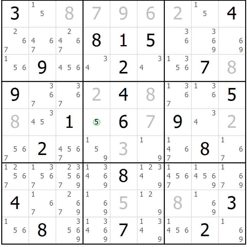 Position des candidats pour la solution de la Gr 10 page 13 du magazine de sudoku Suprême n° 034