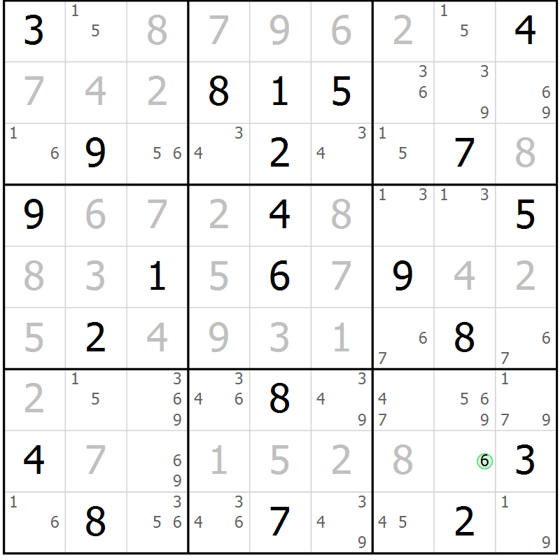 Position des candidats pour la solution de la Gr 10 page 13 du magazine de sudoku Suprême n° 034