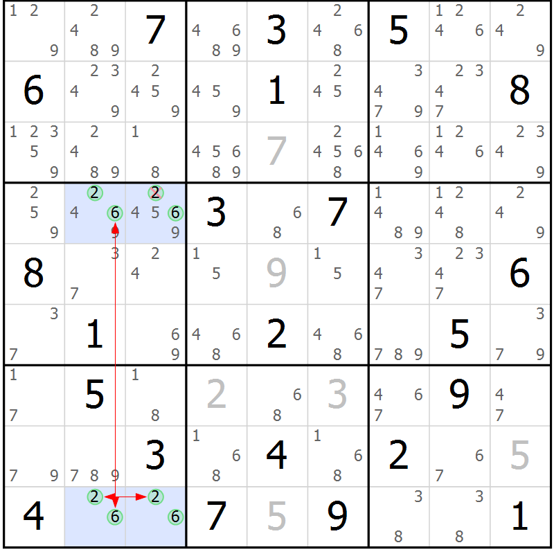 Position des candidats pour la solution de la Gr 11 page 14 du magazine de sudoku Suprême n° 034