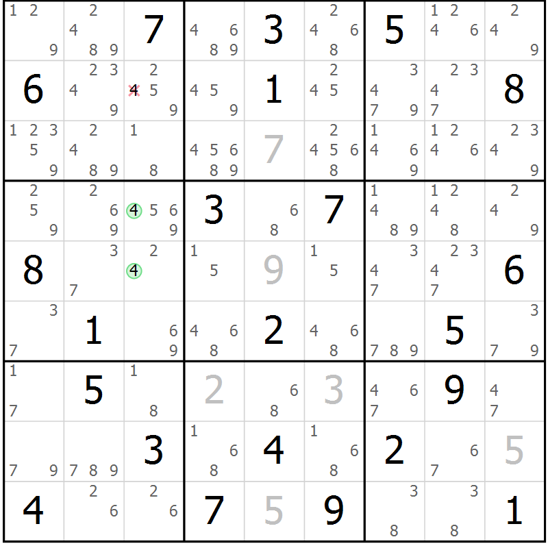 Position des candidats pour la solution de la Gr 11 page 14 du magazine de sudoku Suprême n° 034