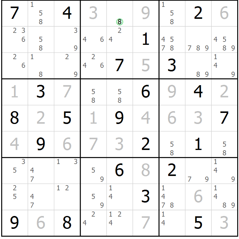 Position des candidats pour la solution de la Gr 12 page 15 du magazine de sudoku Suprême n° 034