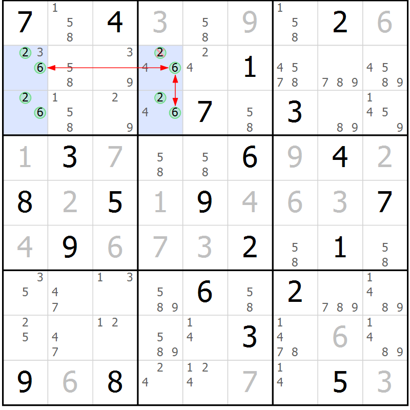 Position des candidats pour la solution de la Gr 12 page 15 du magazine de sudoku Suprême n° 034