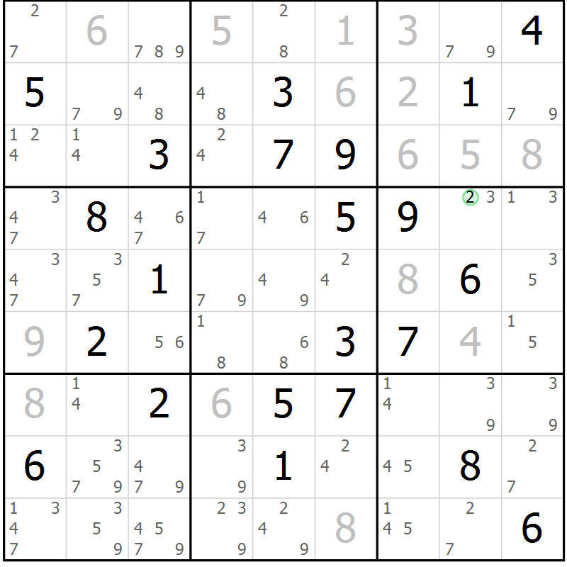 Position des candidats pour la solution de la Gr 13 page 16 du magazine de sudoku Suprême n° 034