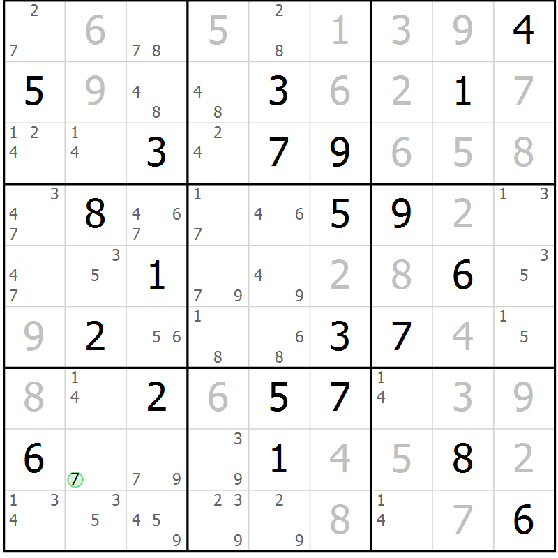 Position des candidats pour la solution de la Gr 13 page 16 du magazine de sudoku Suprême n° 034